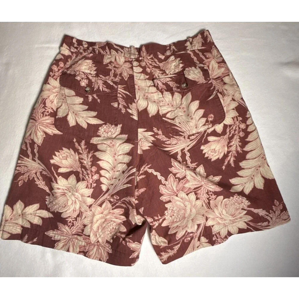 VTG Banana Republic Safari Travel Shorts Mens 34 Pleated Cotton 80s 90s Floral